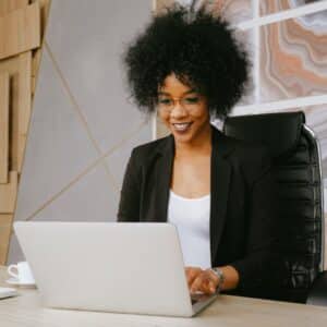woman using a laptop